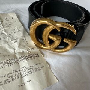 Gucci Black and Gold Luxury Belt